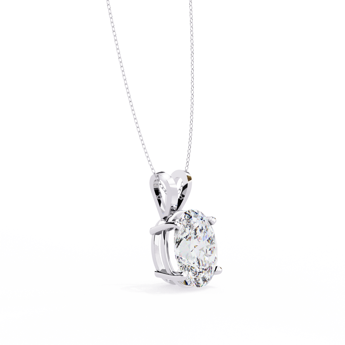 White Gold Vertical Oval Solitaire Split Bail Pendant