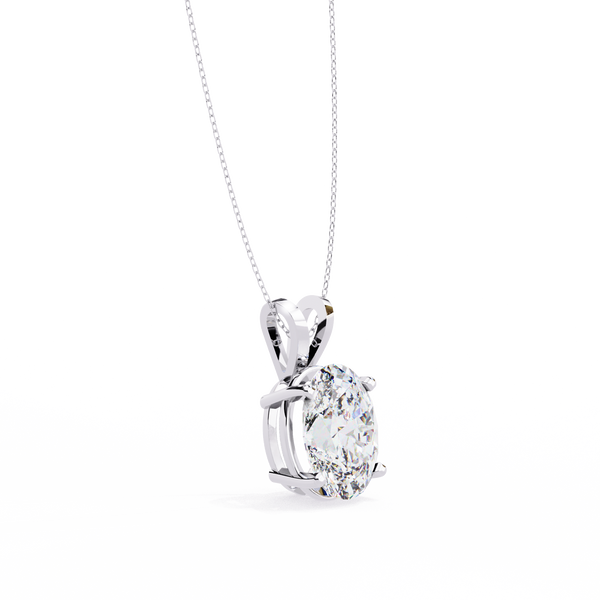 White Gold Vertical Oval Solitaire Split Bail Pendant