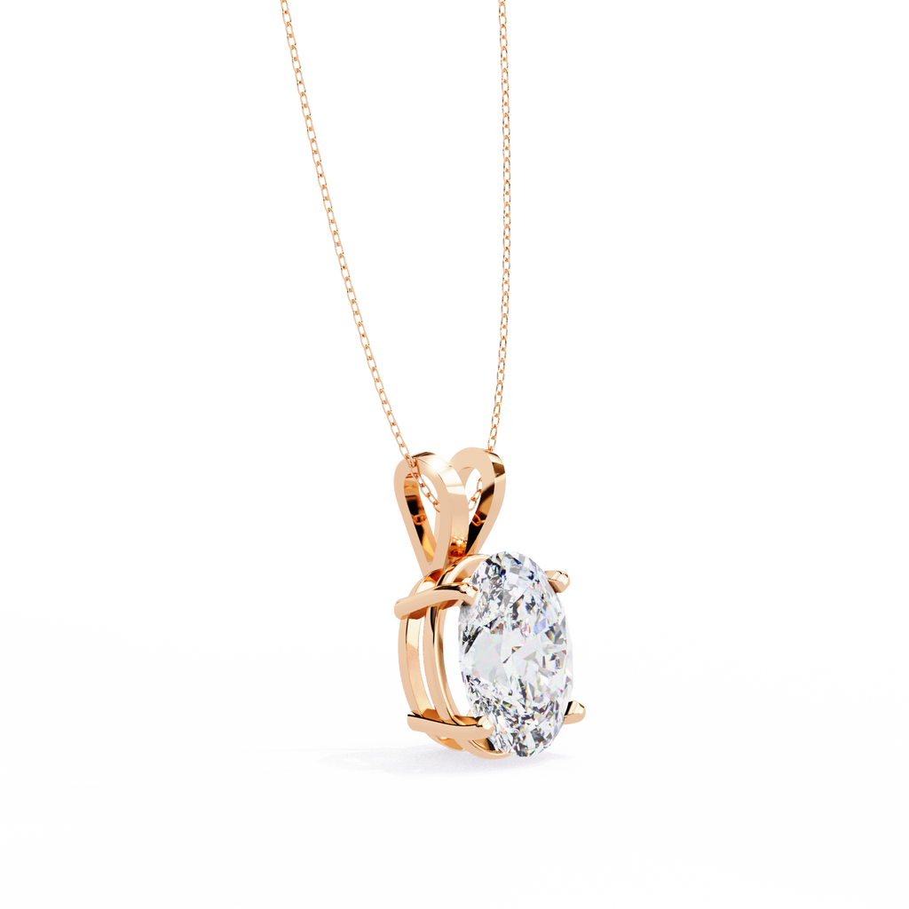 Rose Gold Oval Diamond Solitaire Pendant