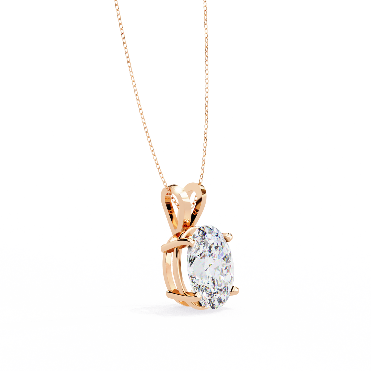 Rose Gold Oval Diamond Solitaire Pendant