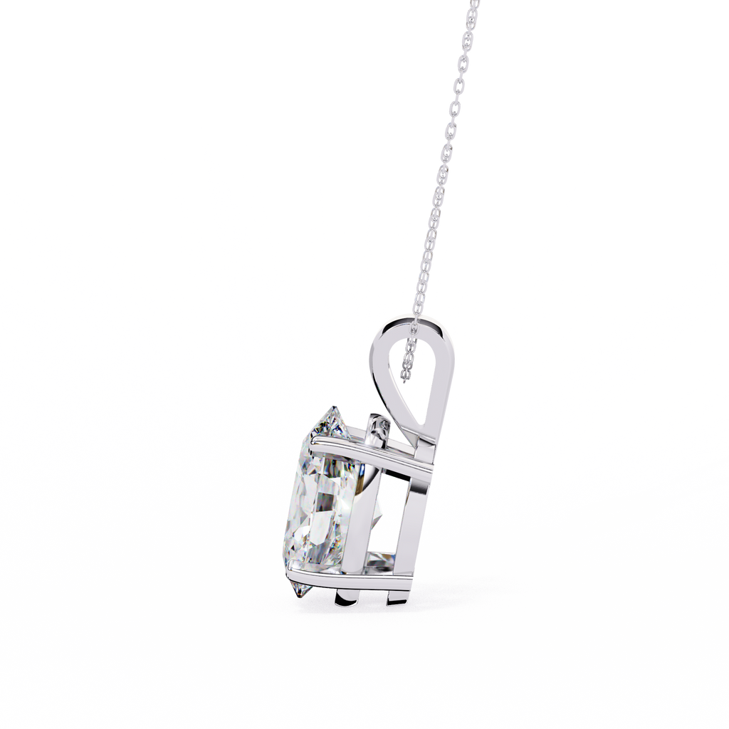 White Gold Vertical Oval Solitaire Split Bail Pendant