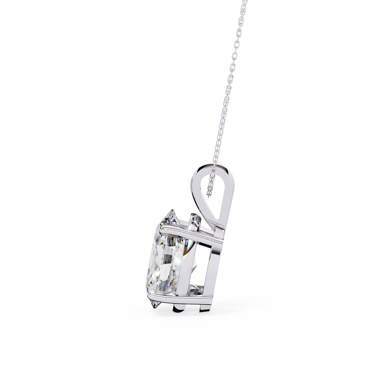 White Gold Vertical Oval Solitaire Split Bail Pendant