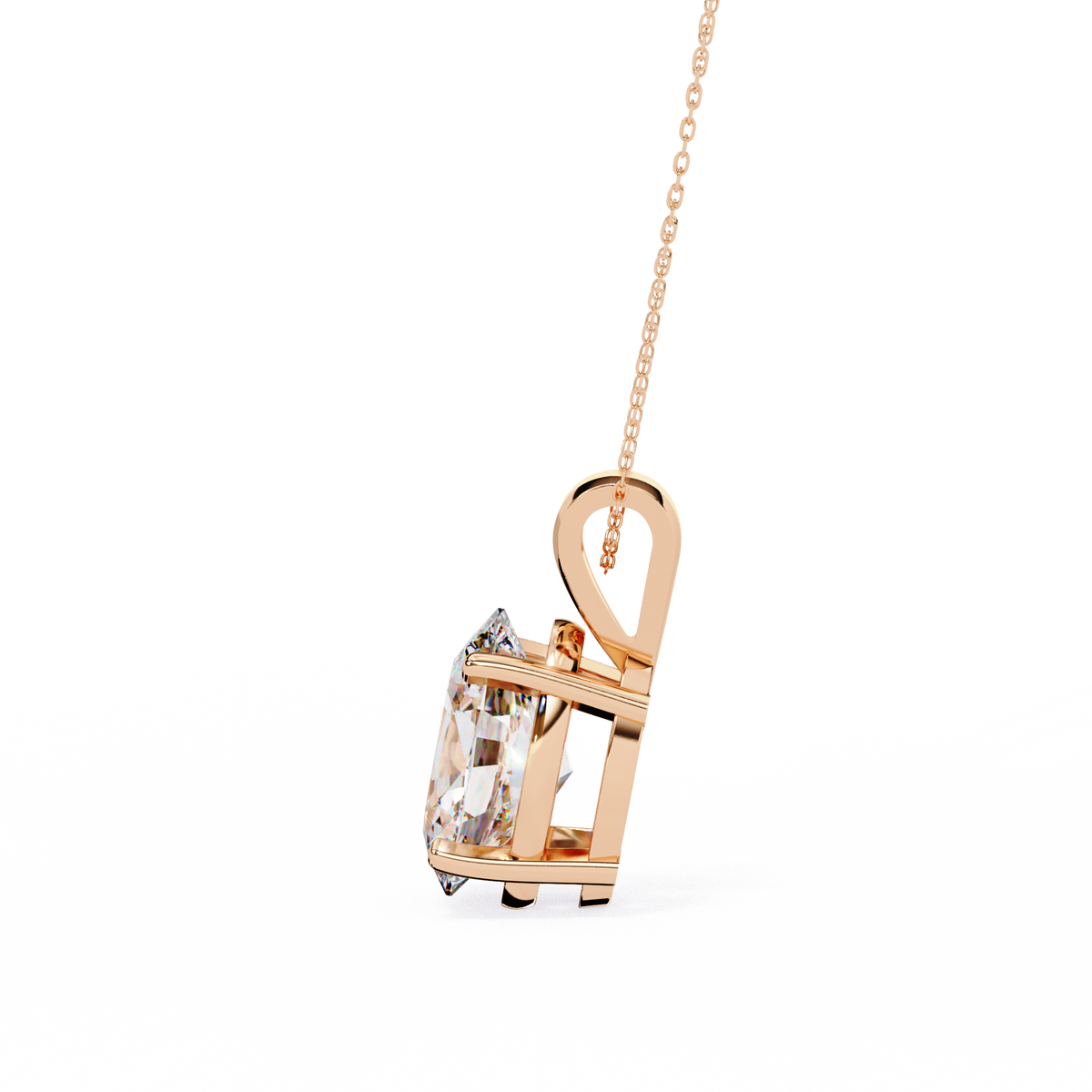 Rose Gold Oval Diamond Solitaire Pendant