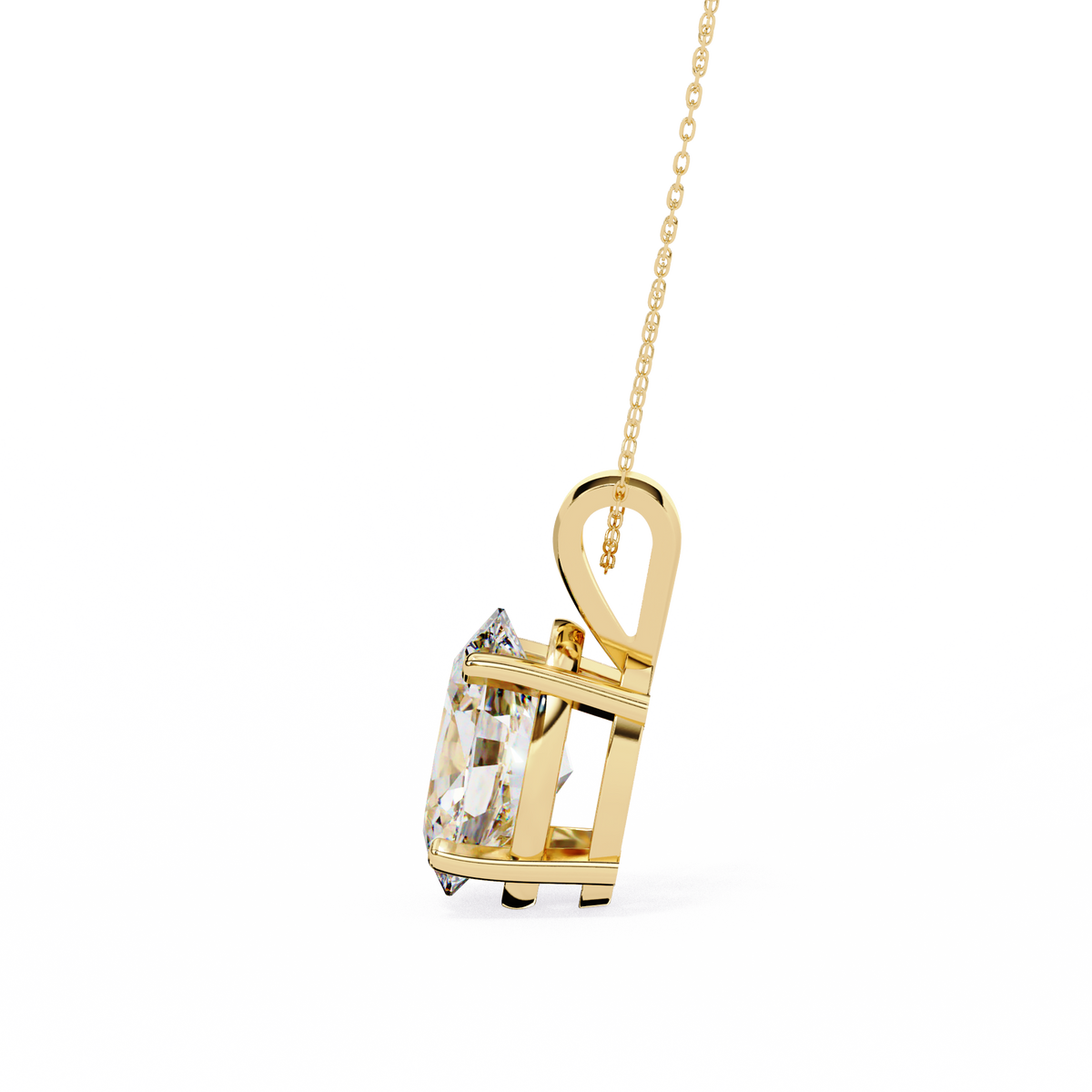 Yellow Gold Oval Diamond Solitaire Pendant