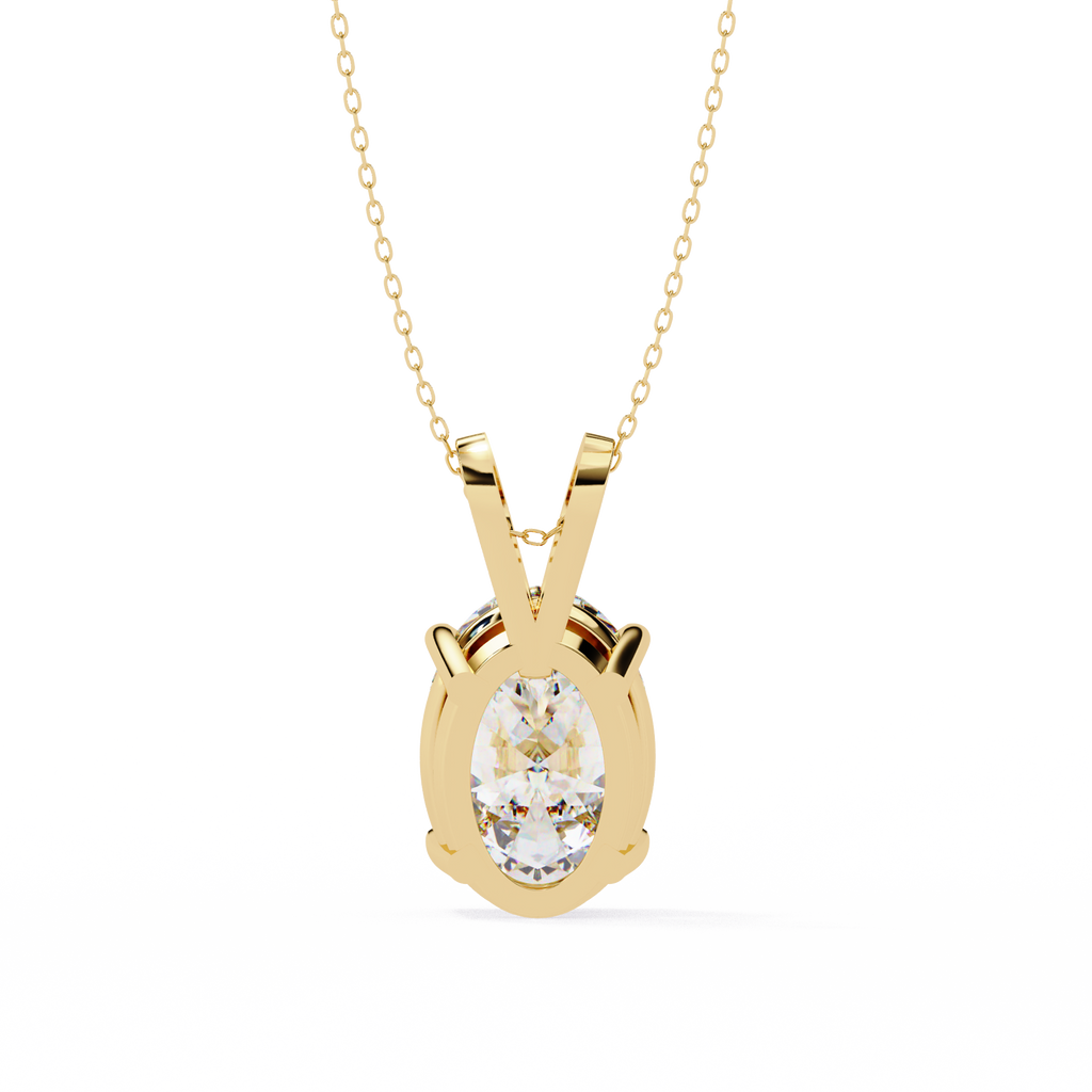 Yellow Gold Oval Diamond Solitaire Pendant