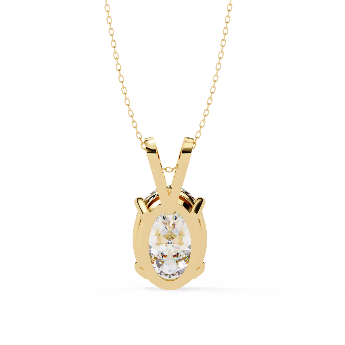 Yellow Gold Oval Diamond Solitaire Pendant