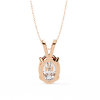 Rose Gold Oval Diamond Solitaire Pendant