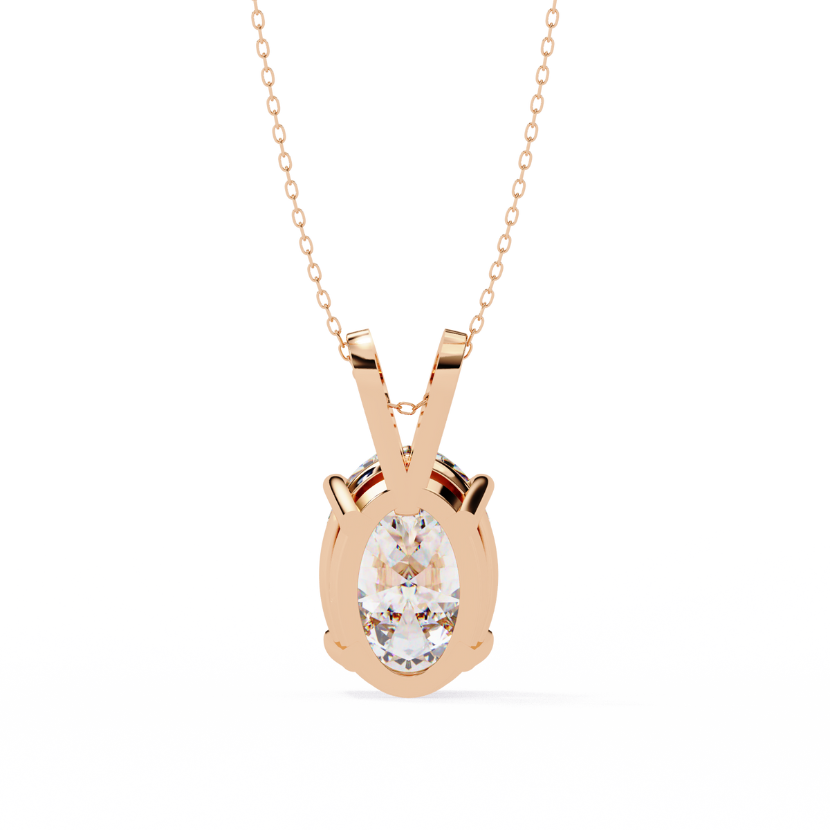 Rose Gold Oval Diamond Solitaire Pendant