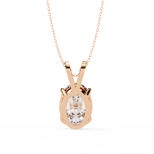 Rose Gold Oval Diamond Solitaire Pendant