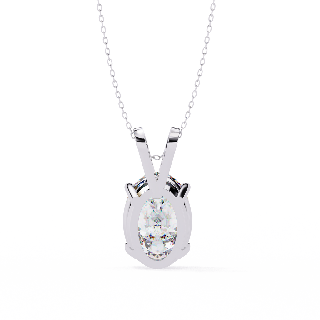 White Gold Vertical Oval Solitaire Split Bail Pendant