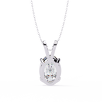 White Gold Vertical Oval Solitaire Split Bail Pendant