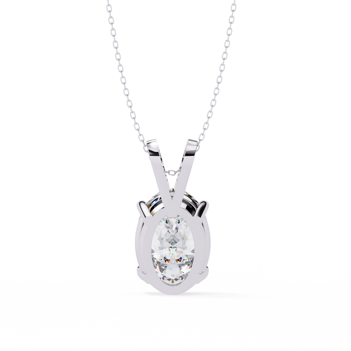 White Gold Vertical Oval Solitaire Split Bail Pendant