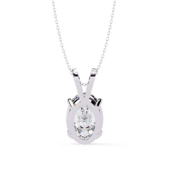 White Gold Vertical Oval Solitaire Split Bail Pendant