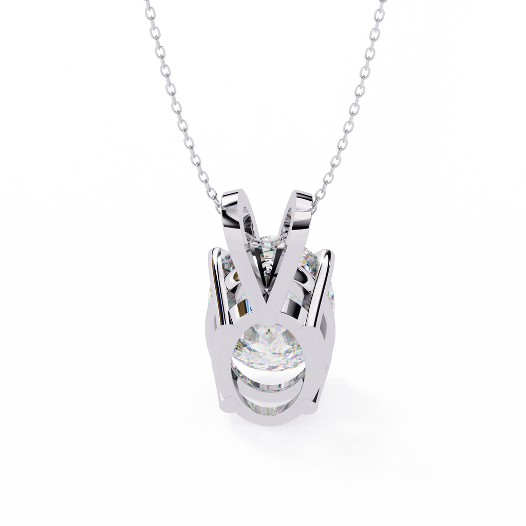 White Gold Vertical Oval Solitaire Split Bail Pendant