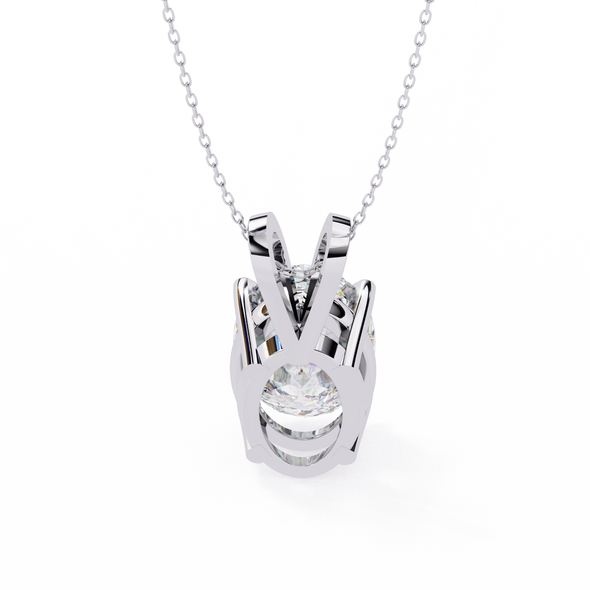 White Gold Vertical Oval Solitaire Split Bail Pendant