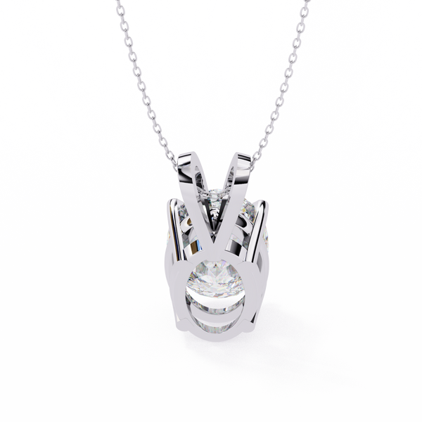 White Gold Vertical Oval Solitaire Split Bail Pendant
