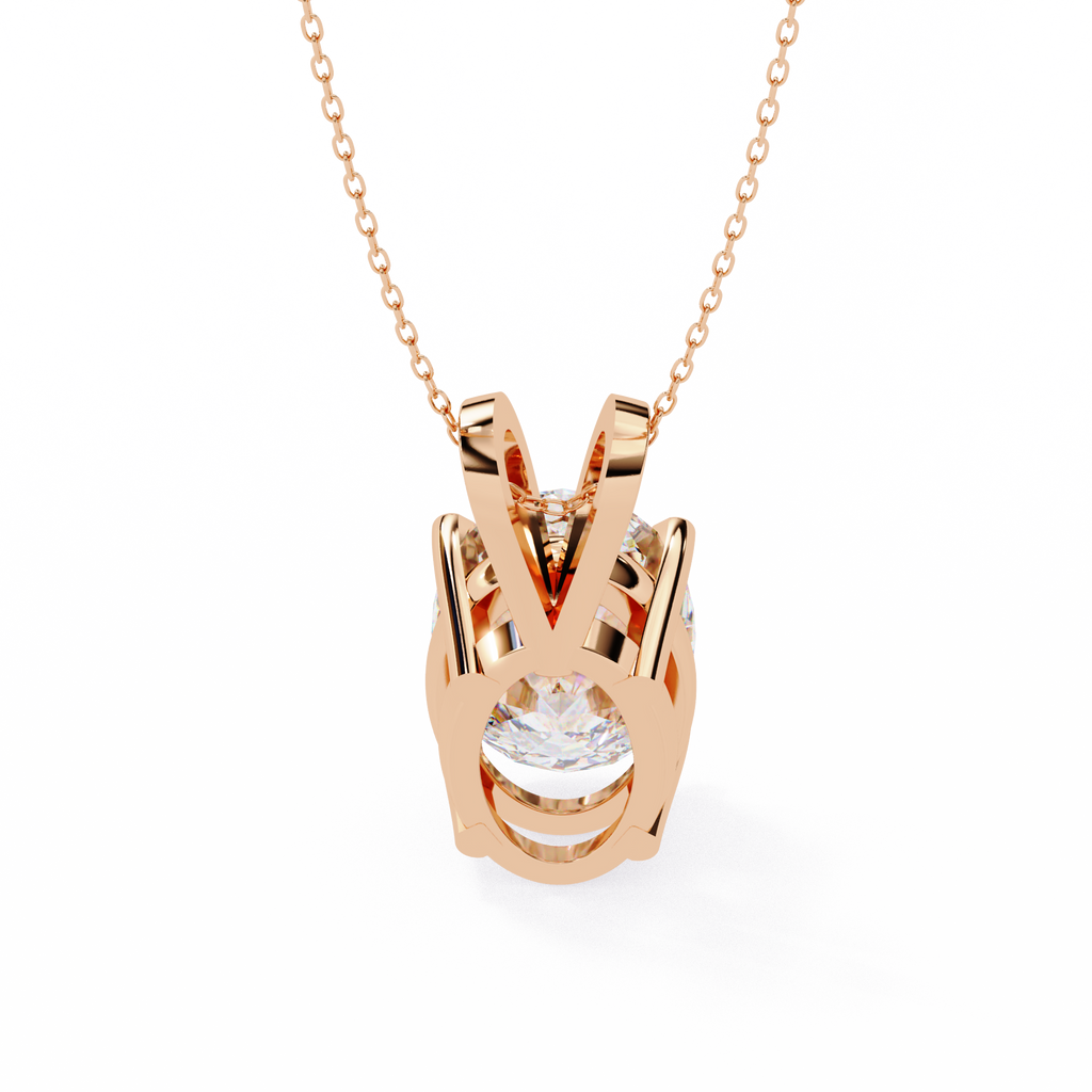 Rose Gold Oval Diamond Solitaire Pendant