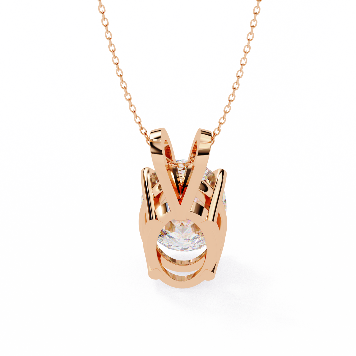 Rose Gold Oval Diamond Solitaire Pendant
