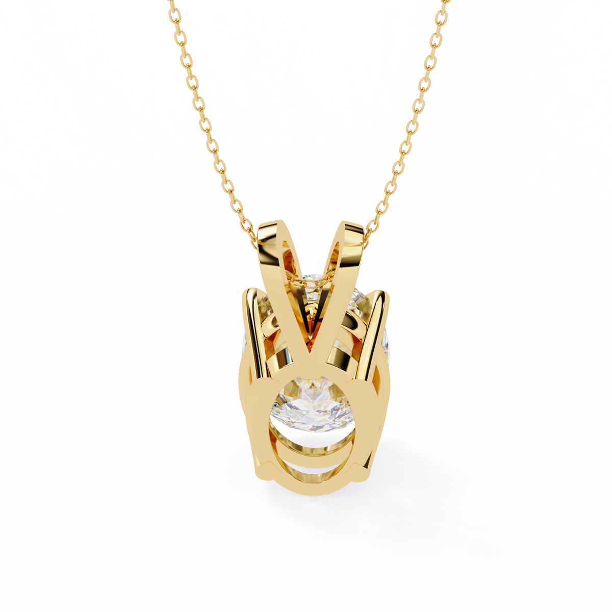 Yellow Gold Oval Diamond Solitaire Pendant