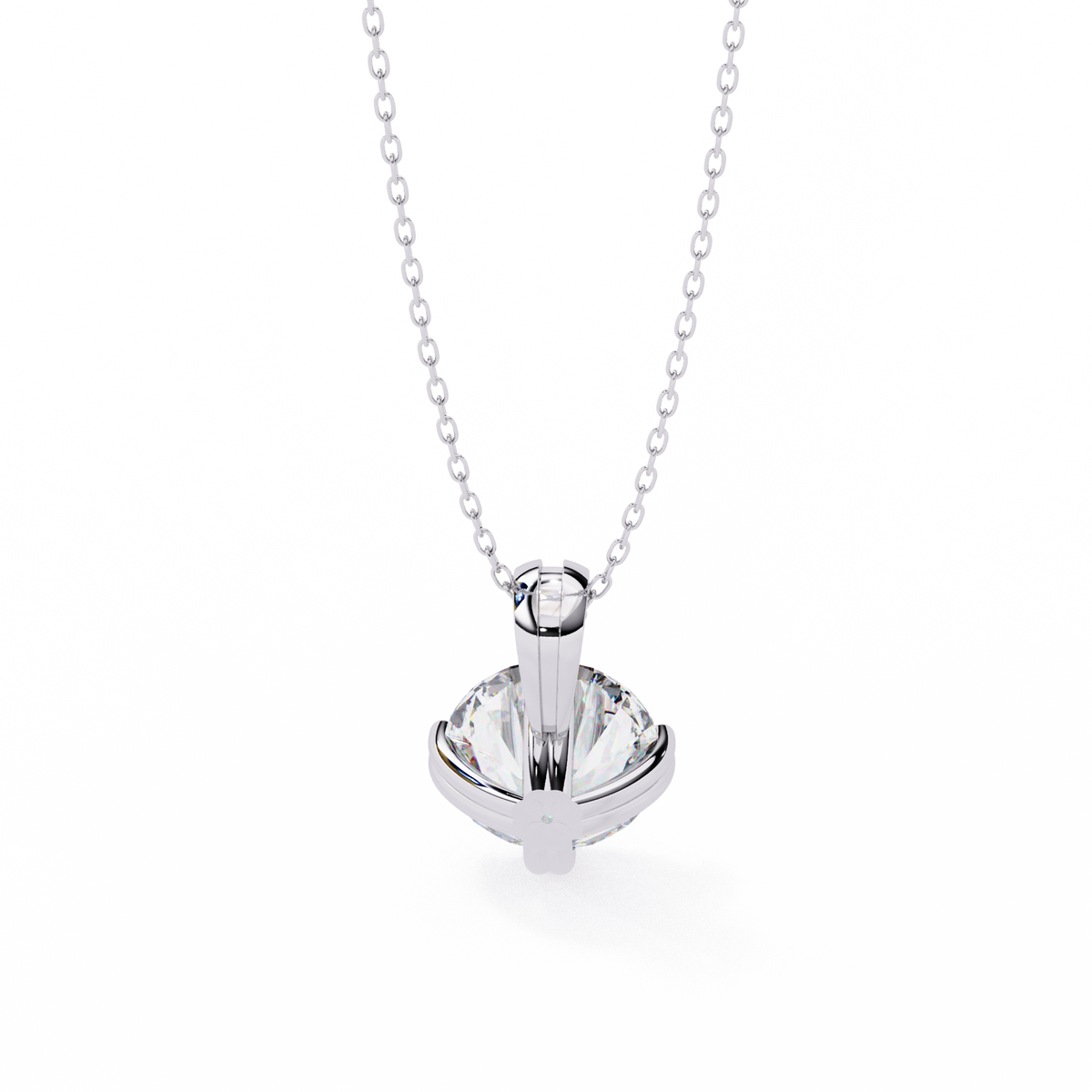 White Gold Round Brilliant Double-Claw Split Bail Pendant
