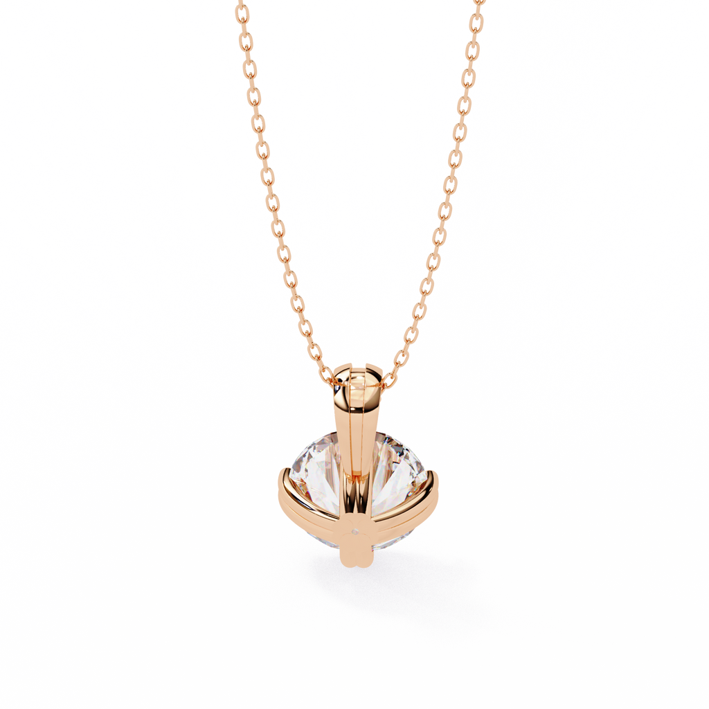 Rose Gold Double-Prong Round Diamond Solitaire Pendant