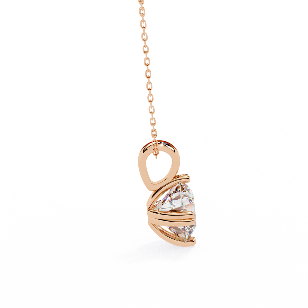 Rose Gold Double-Prong Round Diamond Solitaire Pendant