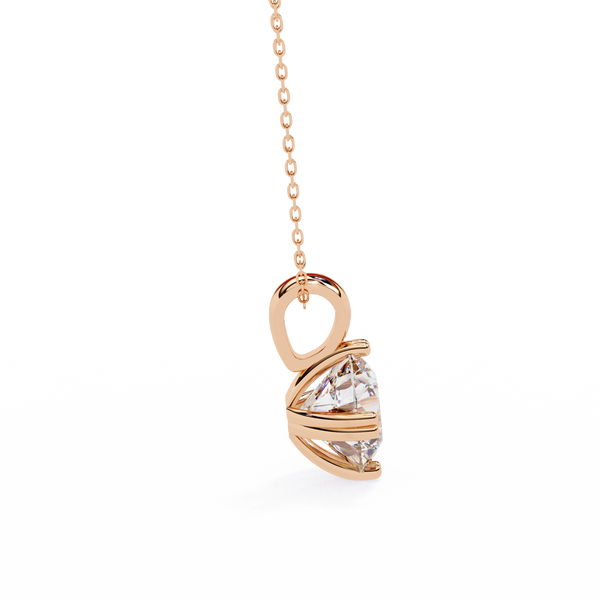 Rose Gold Double-Prong Round Diamond Solitaire Pendant
