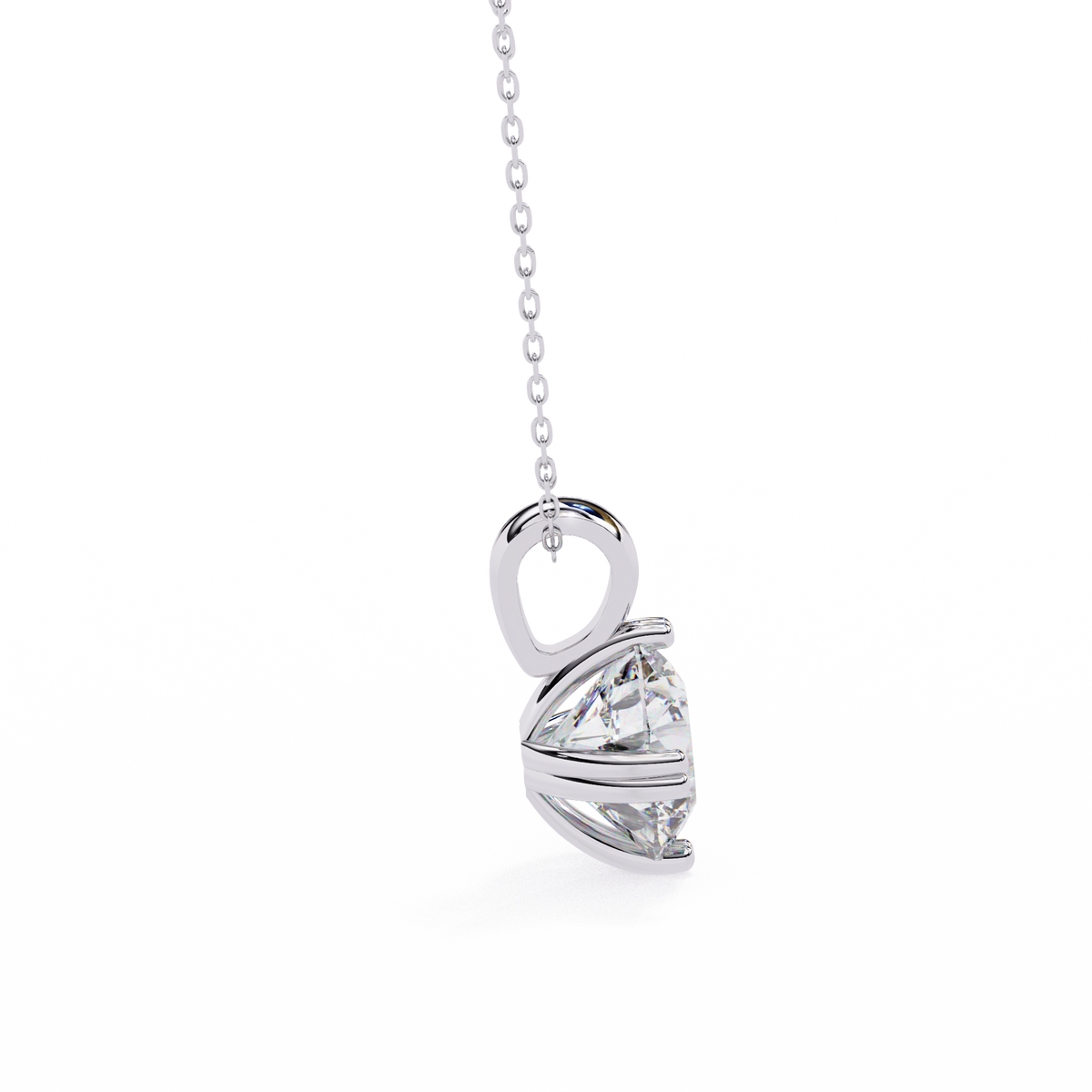 White Gold Round Brilliant Double-Claw Split Bail Pendant