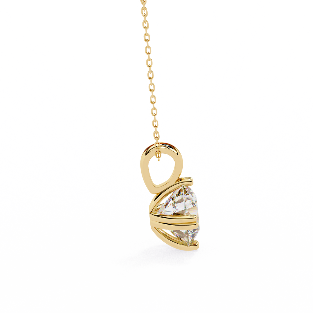 Yellow Gold Double-Prong Round Diamond Solitaire Pendant