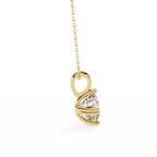Yellow Gold Double-Prong Round Diamond Solitaire Pendant