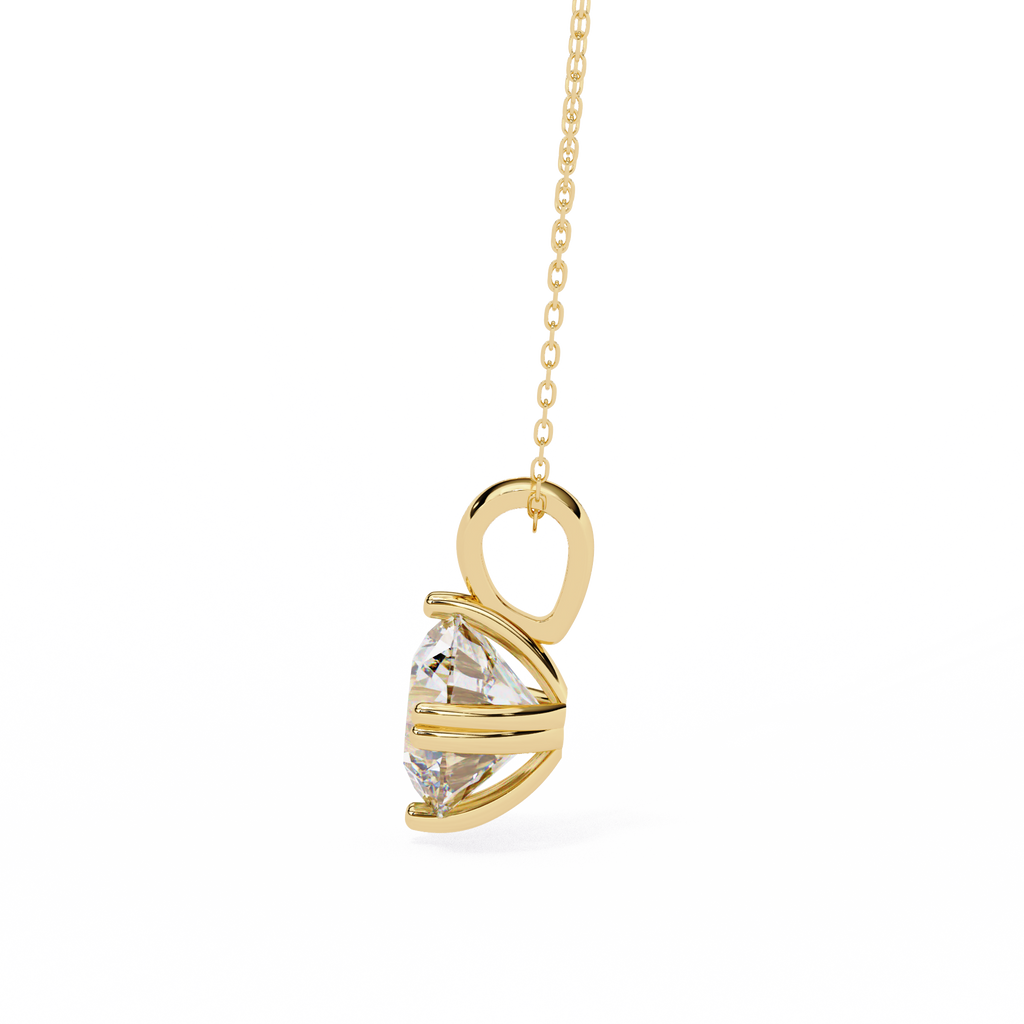 Yellow Gold Double-Prong Round Diamond Solitaire Pendant