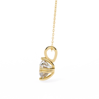 Yellow Gold Double-Prong Round Diamond Solitaire Pendant