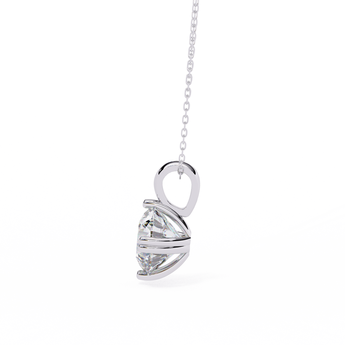 White Gold Round Brilliant Double-Claw Split Bail Pendant