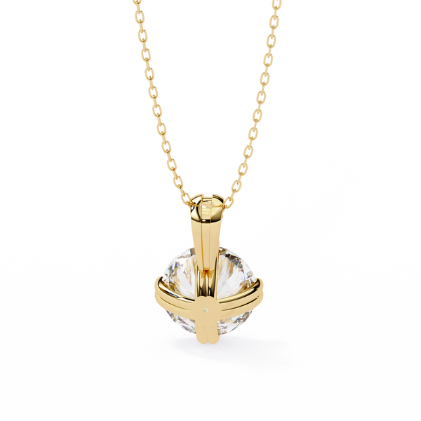 Yellow Gold Double-Prong Round Diamond Solitaire Pendant