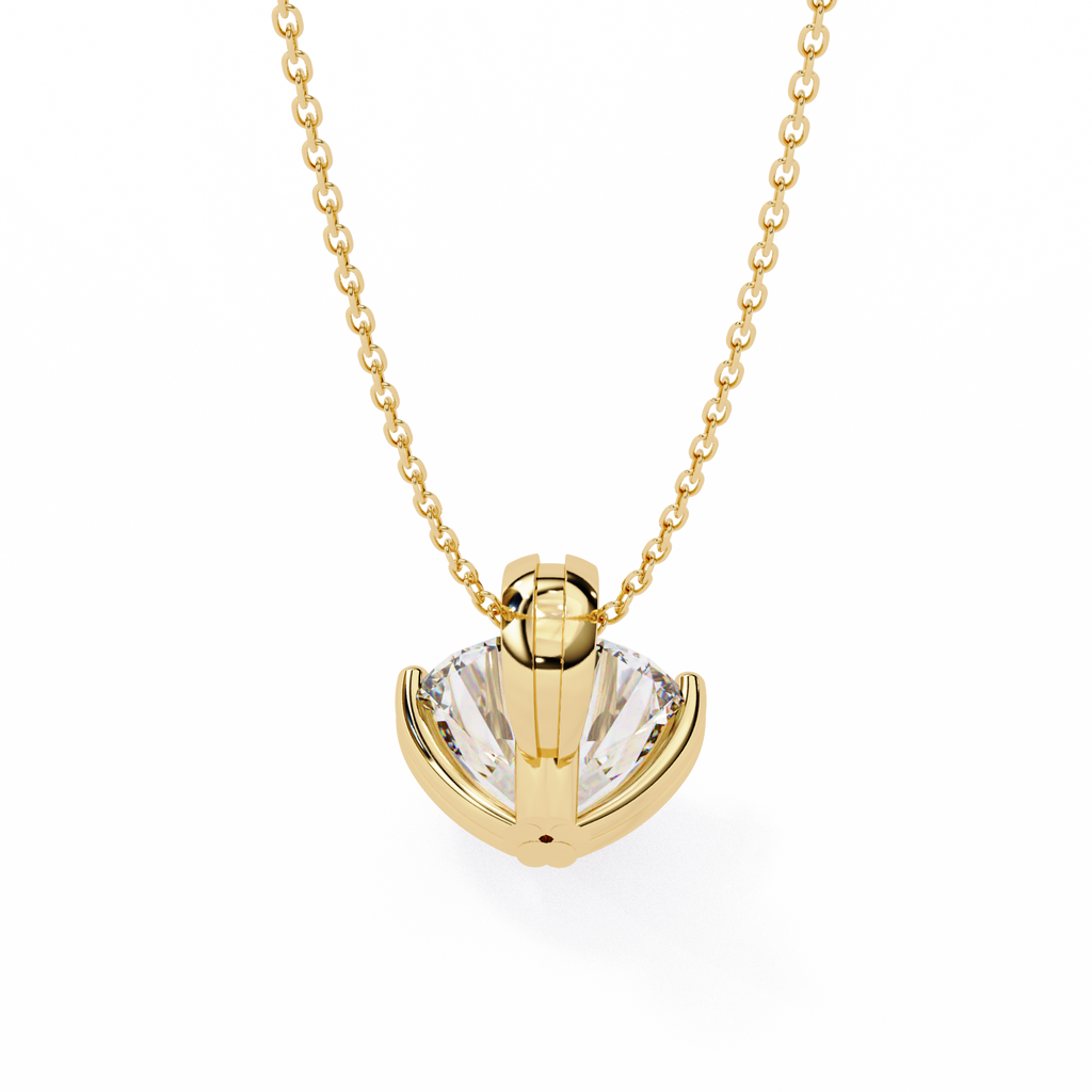 Yellow Gold Double-Prong Round Diamond Solitaire Pendant