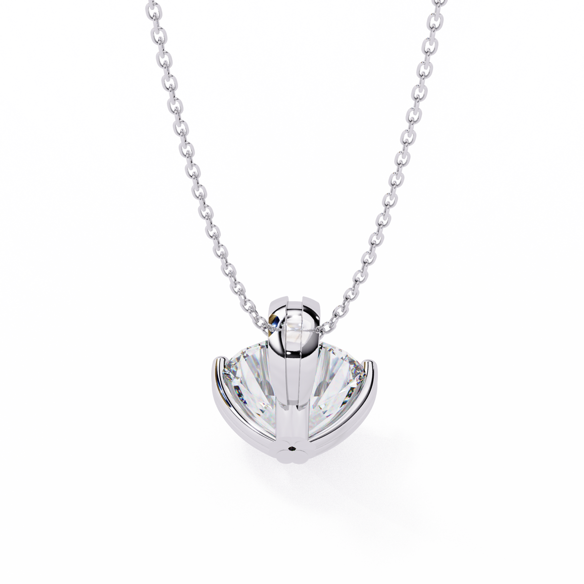 White Gold Round Brilliant Double-Claw Split Bail Pendant