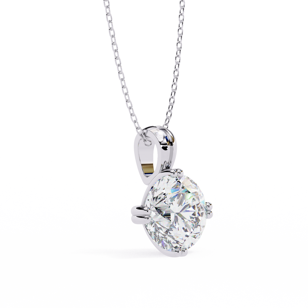 White Gold Round Brilliant Double-Claw Split Bail Pendant