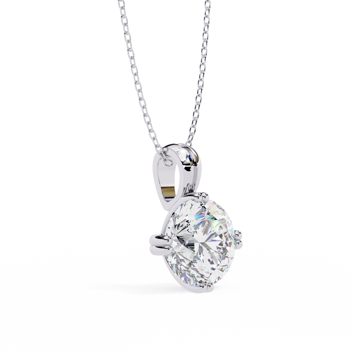 White Gold Round Brilliant Double-Claw Split Bail Pendant