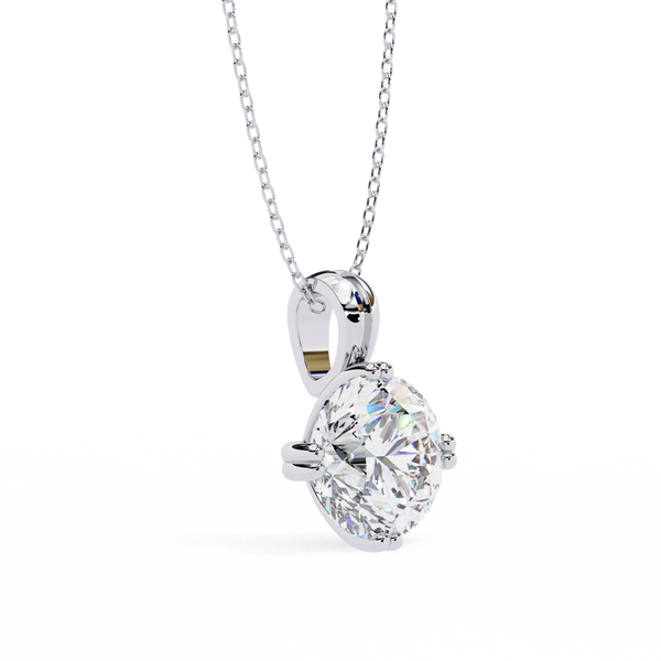 White Gold Round Brilliant Double-Claw Split Bail Pendant