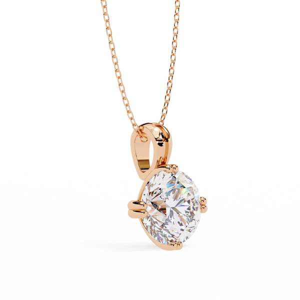 Rose Gold Double-Prong Round Diamond Solitaire Pendant