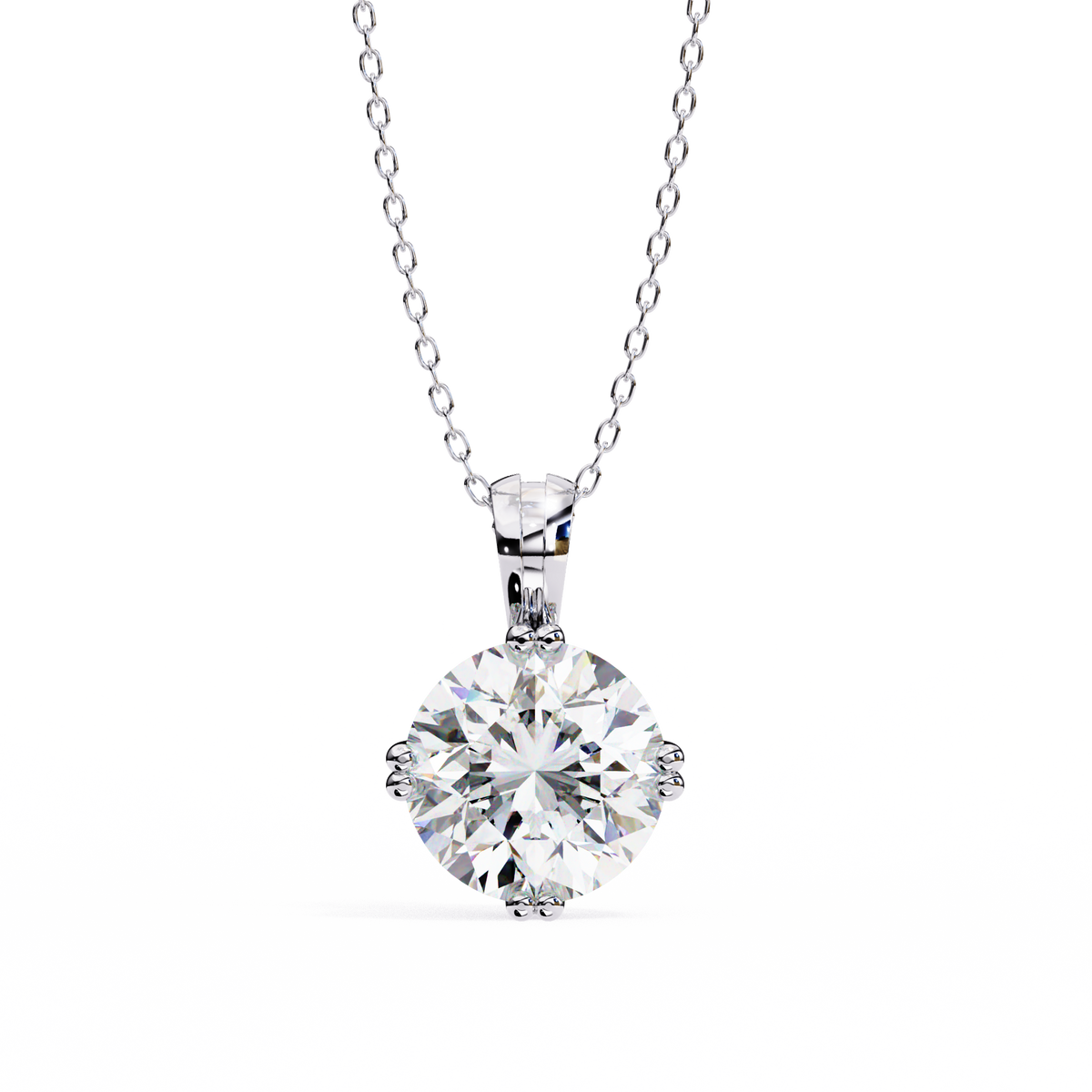 White Gold Round Brilliant Double-Claw Split Bail Pendant