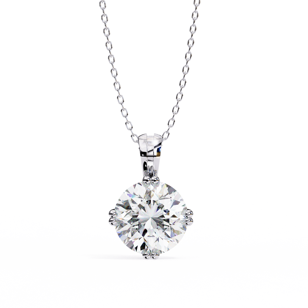 White Gold Round Brilliant Double-Claw Split Bail Pendant