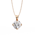 Rose Gold Double-Prong Round Diamond Solitaire Pendant