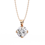 Rose Gold Double-Prong Round Diamond Solitaire Pendant