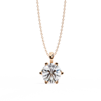 Rose Gold Six-Prong Round Diamond Solitaire Pendant