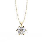 Yellow Gold Six-Prong Round Diamond Solitaire Pendant