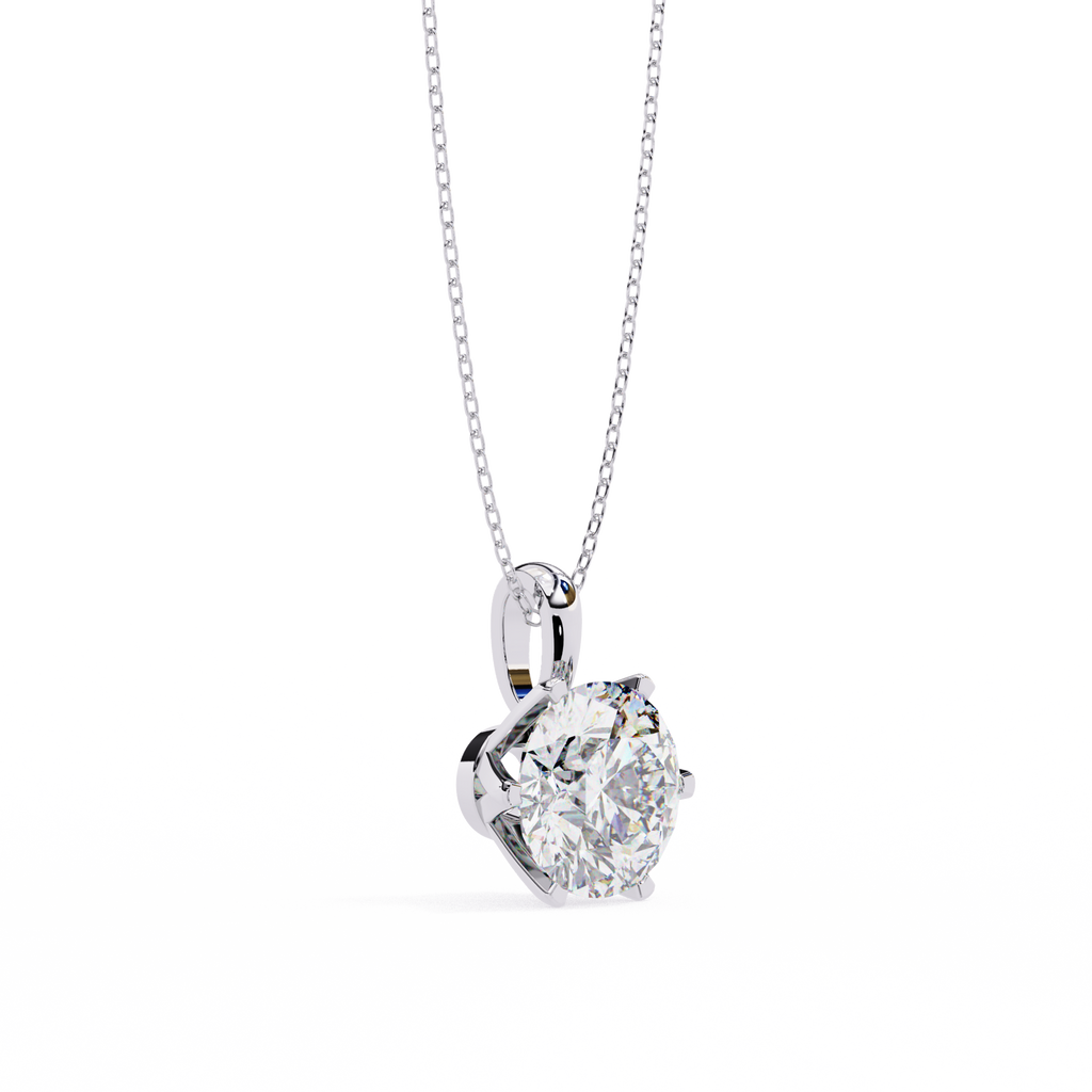 White Gold Six-Prong Round Brilliant Crown Pendant