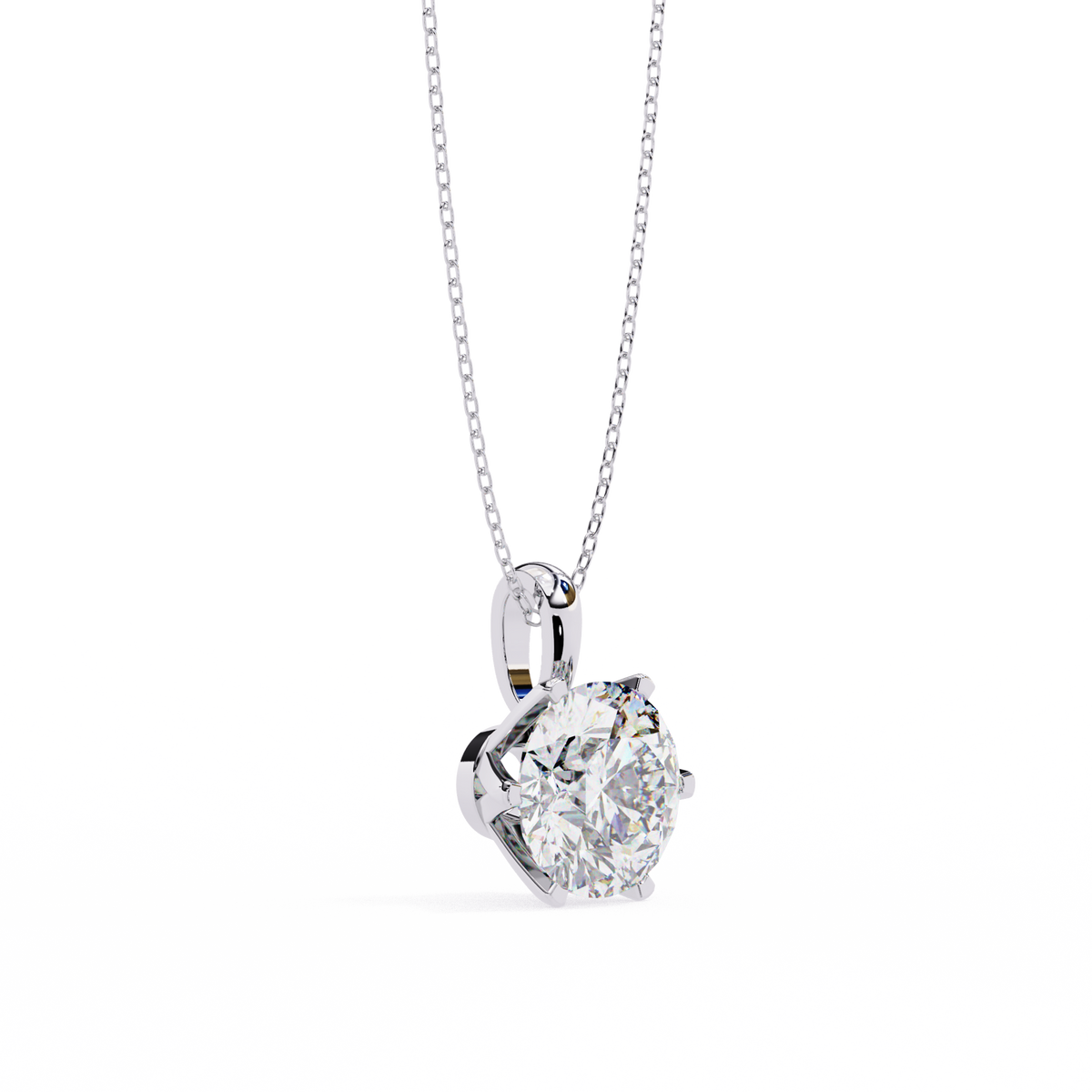 White Gold Six-Prong Round Brilliant Crown Pendant