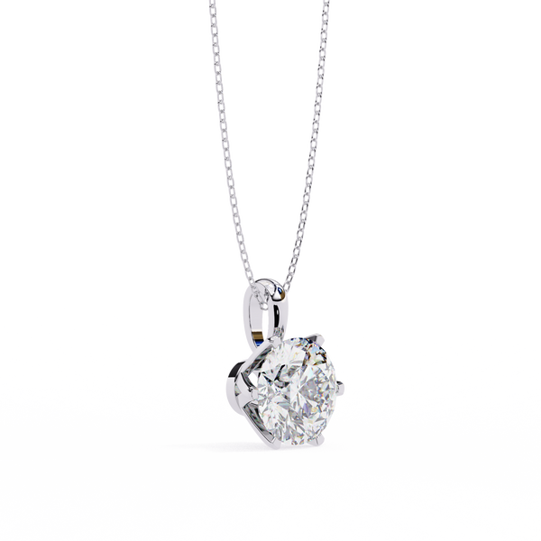 White Gold Six-Prong Round Brilliant Crown Pendant
