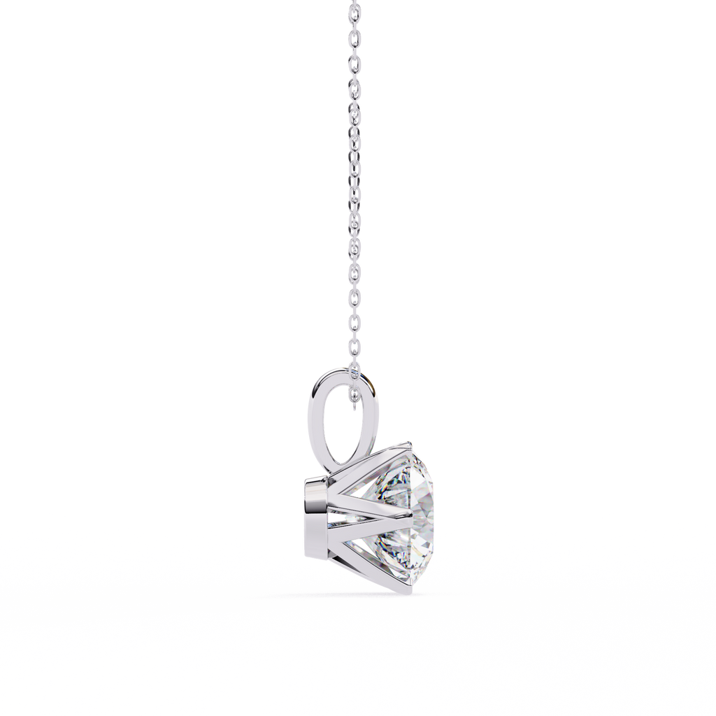 White Gold Six-Prong Round Brilliant Crown Pendant